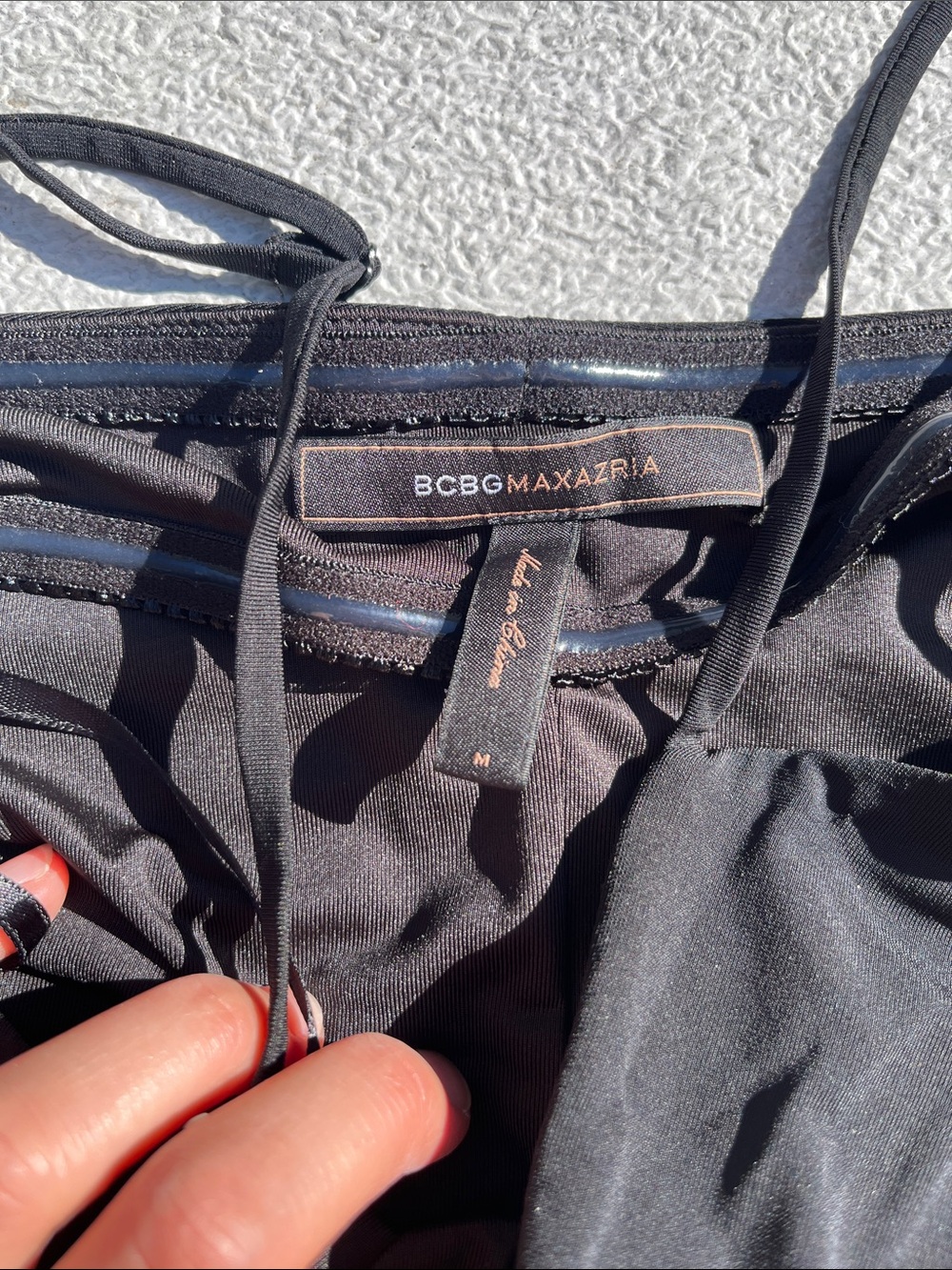 BCBGMaxAzria Black Ruched Ruffle Slip Dress - Picture 5 of 8